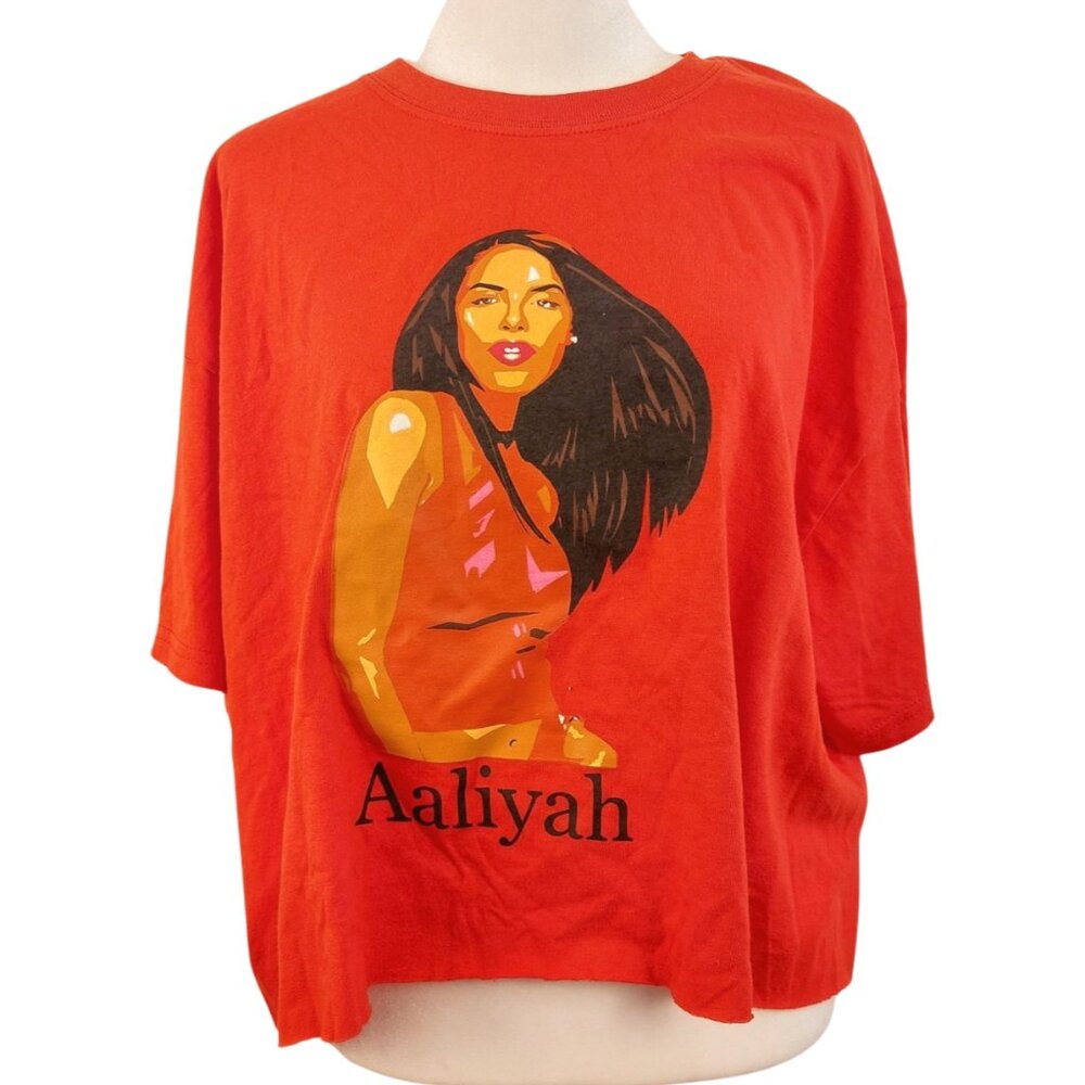 VTG NWT Aaliyah Cropped T-Shirt Red Size XL
